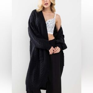 Long Relax Fit Fabulous Knit Cardigan With Pockets